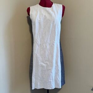 GAP light blue and dark blue linen dress with high neck and relaxed fit